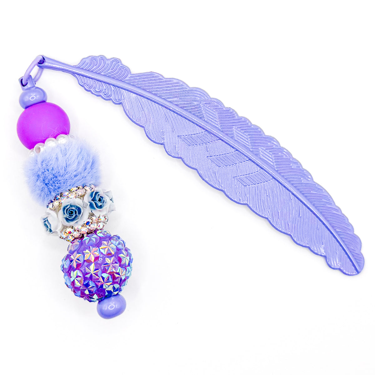 Preppy Purple Roses Beaded Bookmark