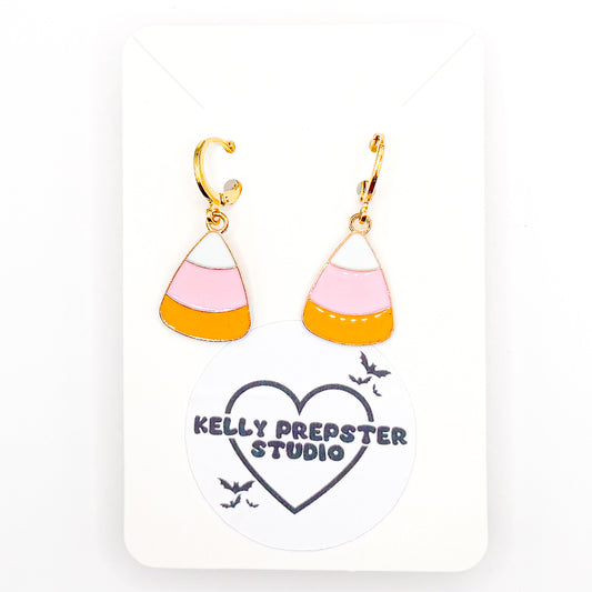 Preppy Candy Corn Huggie Earrings