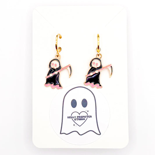 Grim Reaper Huggie Earrings