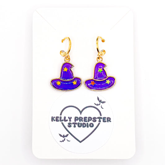 Mystical Witches Hat Huggie Earrings