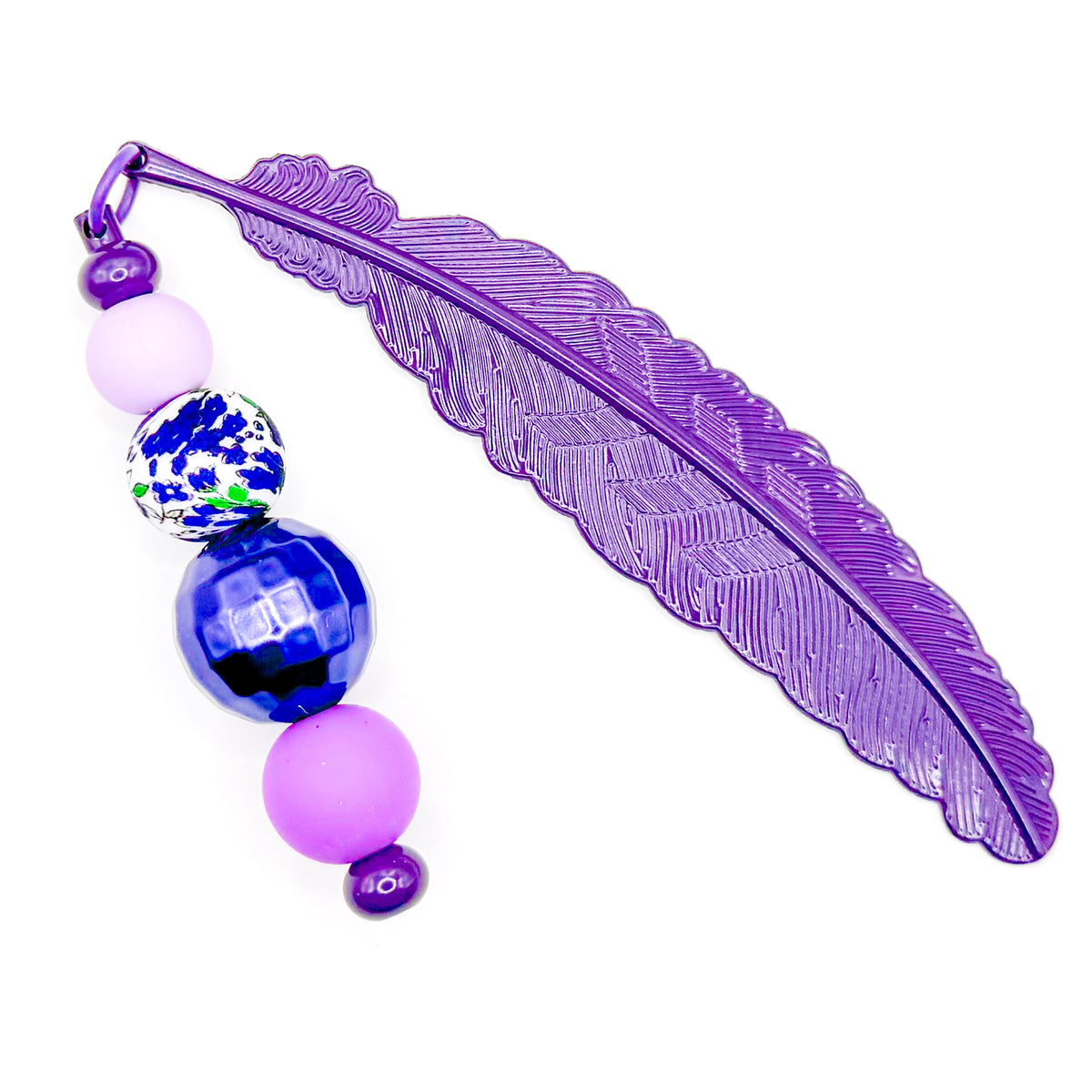 Dark Purple Floral Beaded Bookmark