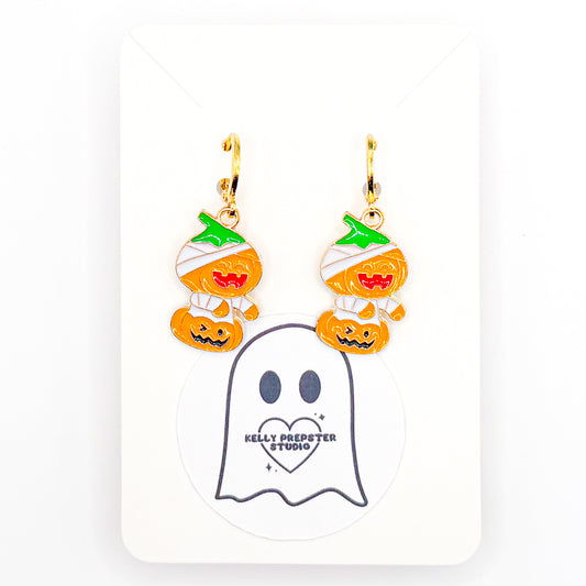 Mummy Pumpkins Huggie Earrings