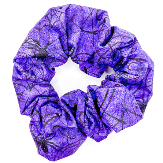 Purple Spooky Spiders Hand-Sewn Scrunchie