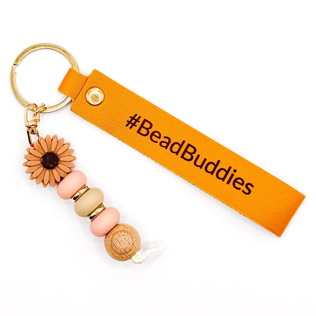 Orange #BeadBuddies Laser Etched Beaded Keychain