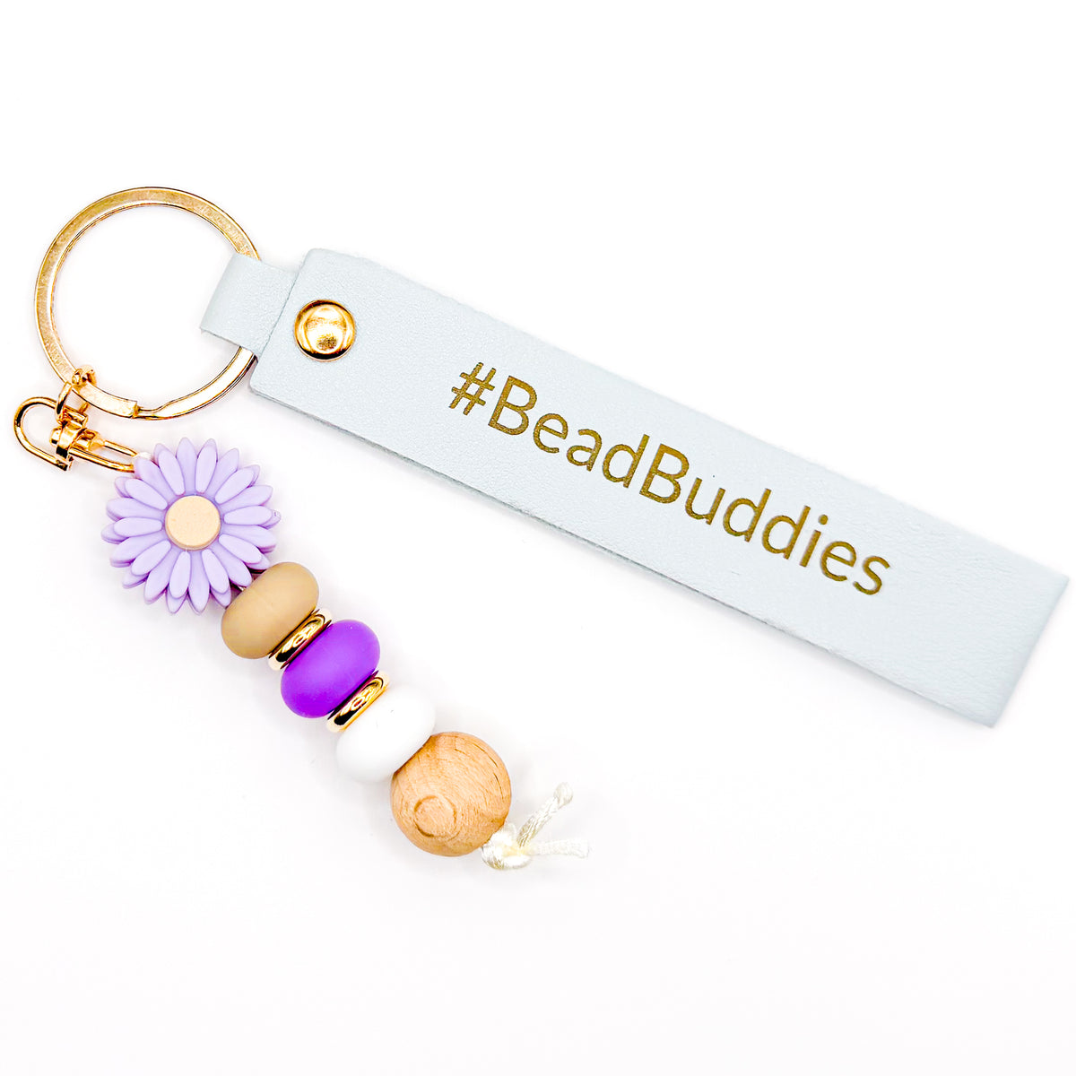 Blue #BeadBuddies Laser Etched Beaded Keychain