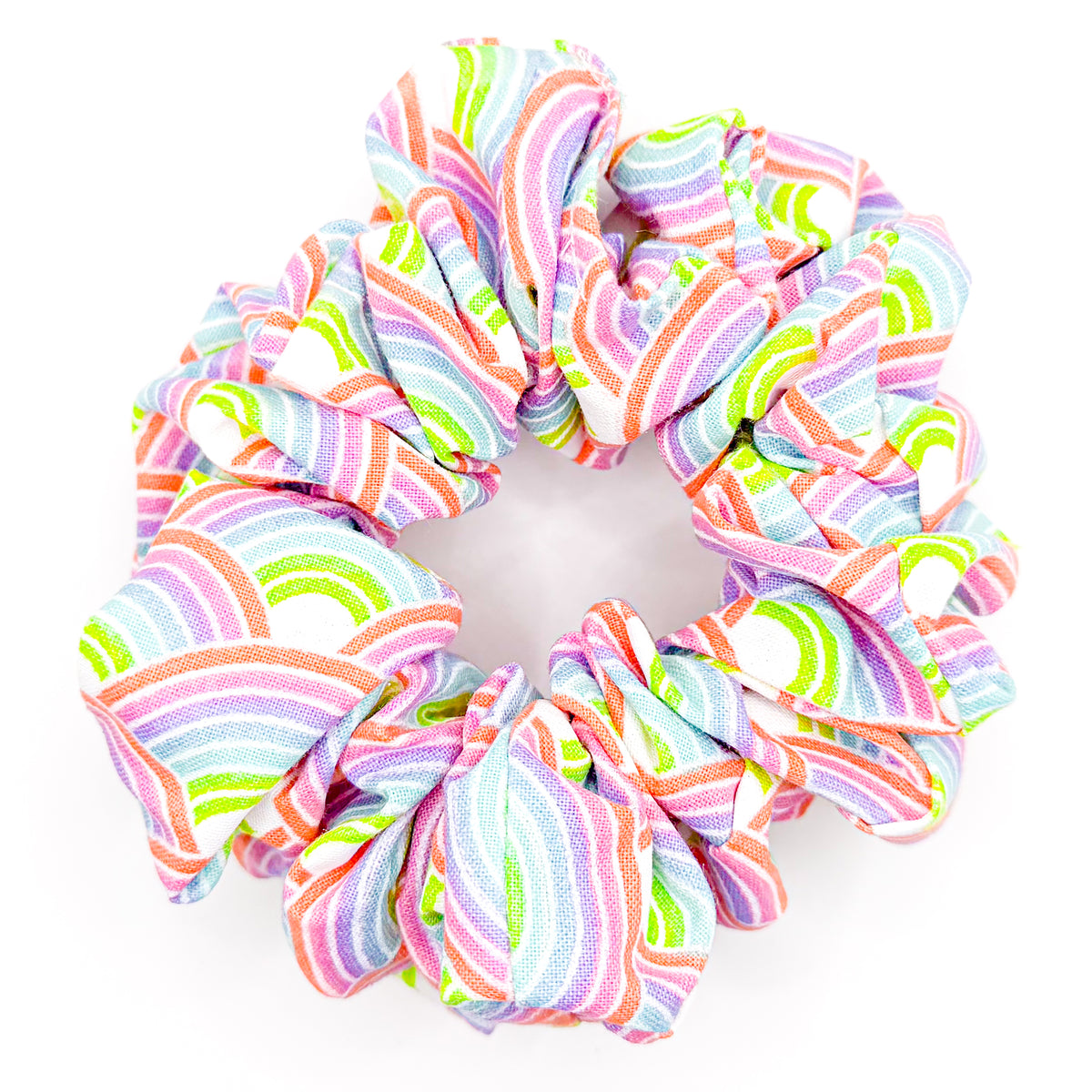 Groovy Rainbow Hand-Sewn Scrunchie
