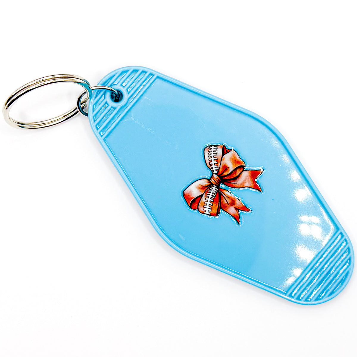 Blue Football Bow Keychain