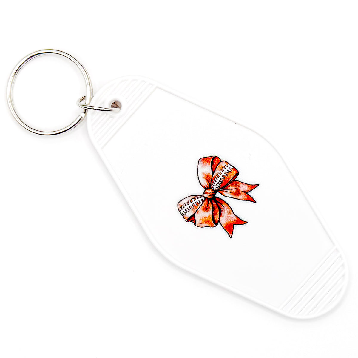 White Football Bow Keychain