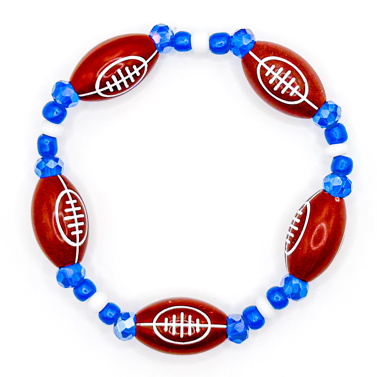 Shiny Blue and White Football Bracelet