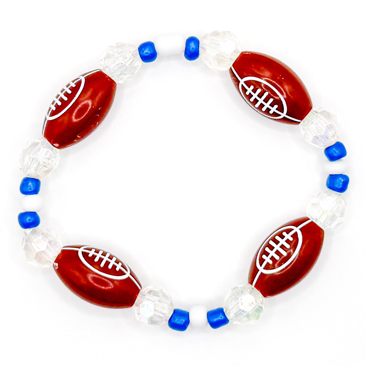White and Blue Football Bracelet