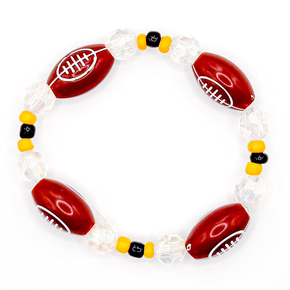 Black and Yellow Football Beaded Bracelet