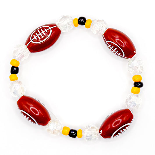 Black and Yellow Football Beaded Bracelet