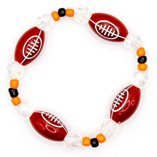 Shiny Orange and Black Football Bracelet