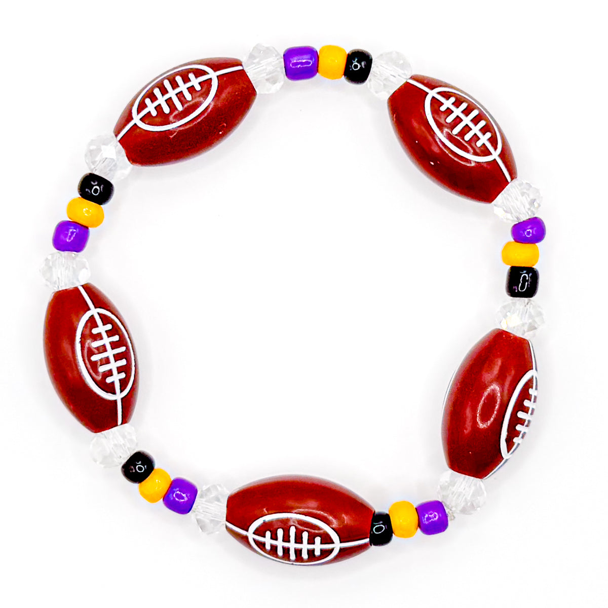 Shiny Black, Gold and Purple Football Bracelet