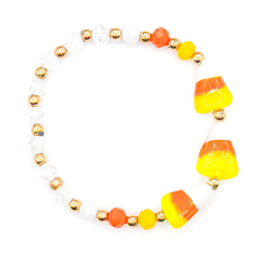 Sparkly Candy Corn 3.0 Glass Beaded Bracelet