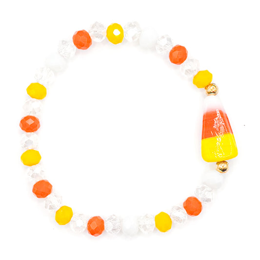Sparkly Candy Corn 1.0 Glass Beaded Bracelet