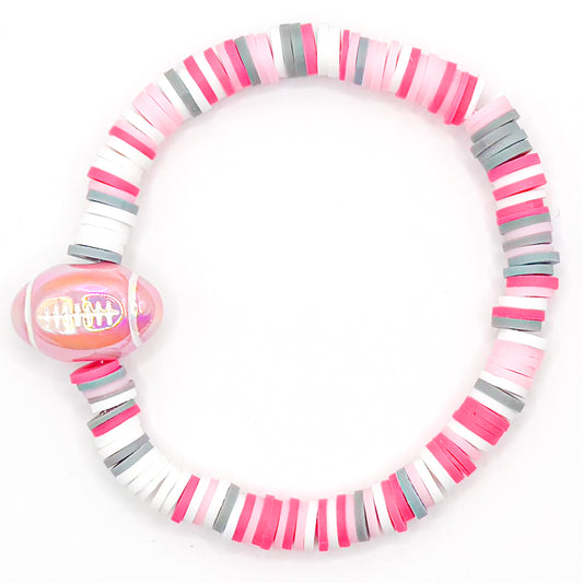 Lizthebeth Football Clay Beaded Bracelet