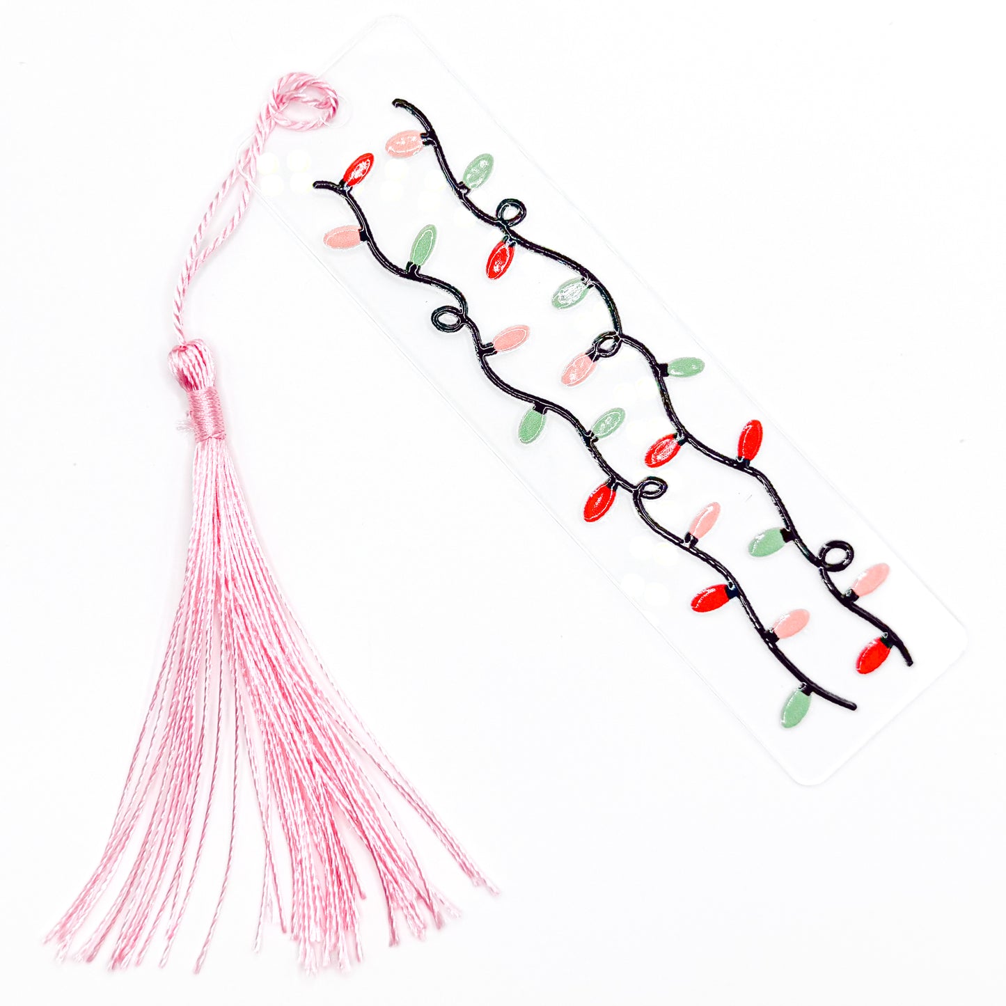 Pink Christmas Lights Acrylic Bookmark