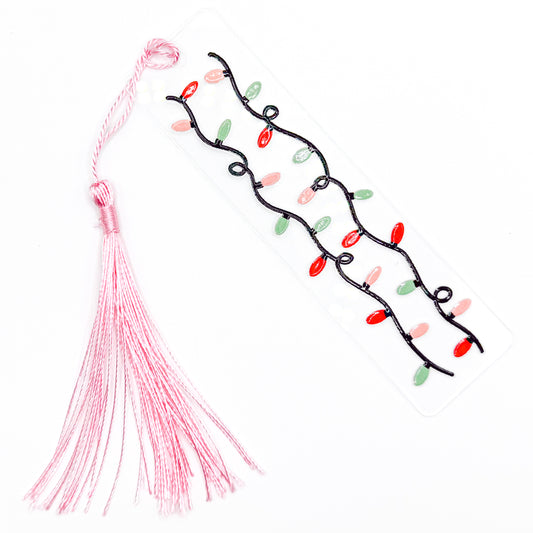 Pink Christmas Lights Acrylic Bookmark