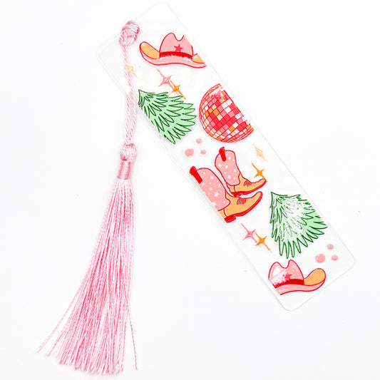 Pink Disco Christmas Acrylic Bookmark