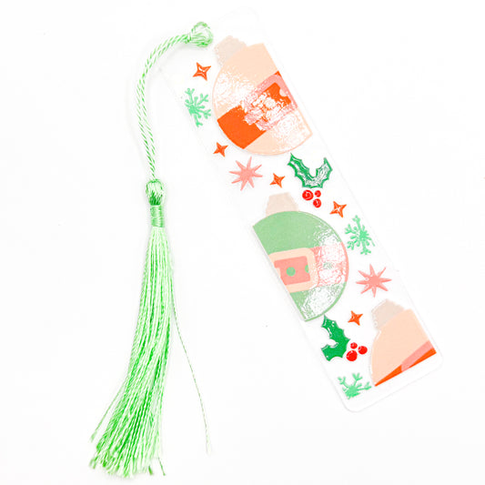 Green Jingle Bells Acrylic Bookmark