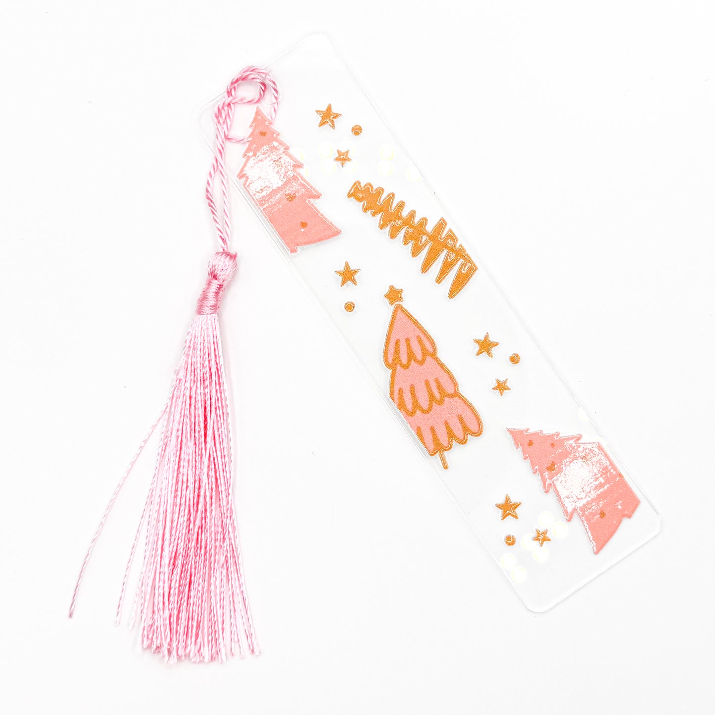 Pink Holiday Trees Acrylic Bookmark