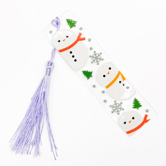 Purple Snowmen Acrylic Bookmark