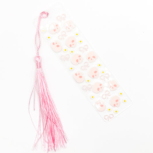 Pink Skulls Acrylic Bookmark
