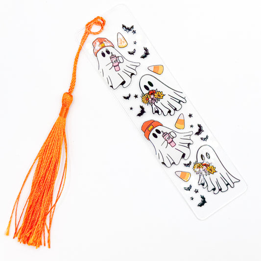 Orange Ghost Friends Acrylic Bookmark