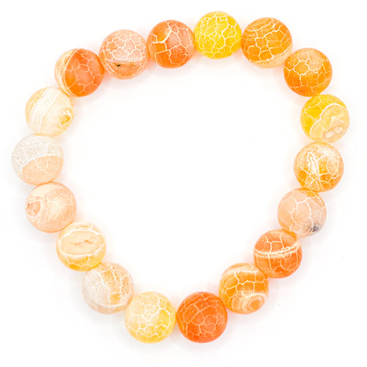 Large Fall Crackle Glass Beaded Bracelet