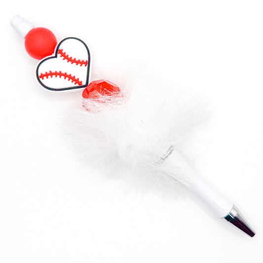 Fluffy Baseball Charm Pen