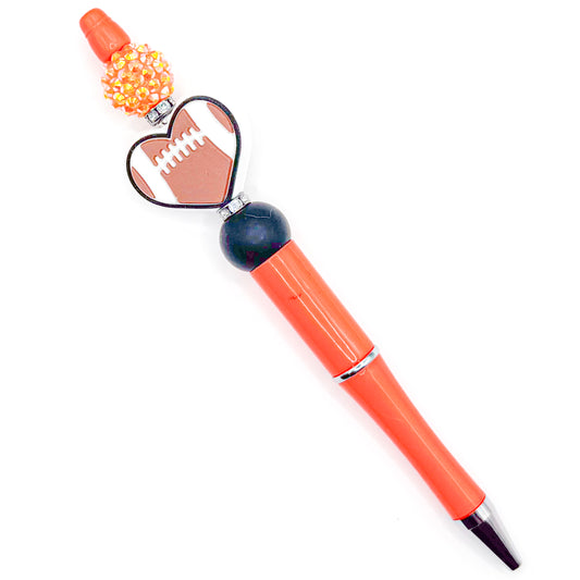 Orange and Black Football Charm Pen