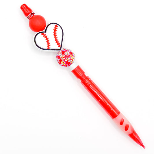 Red Baseball Charm Pencil