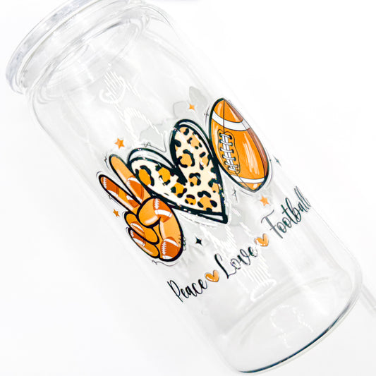 Peace Love and Football cup - 16oz