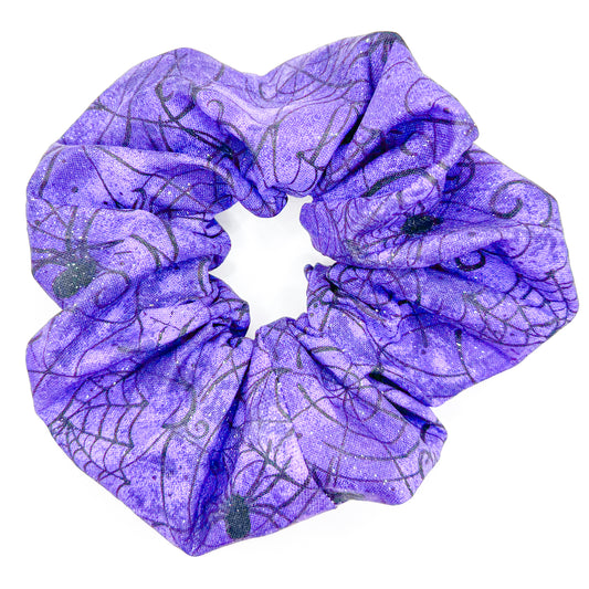 Purple Spider Webs Hand-Sewn Scrunchie