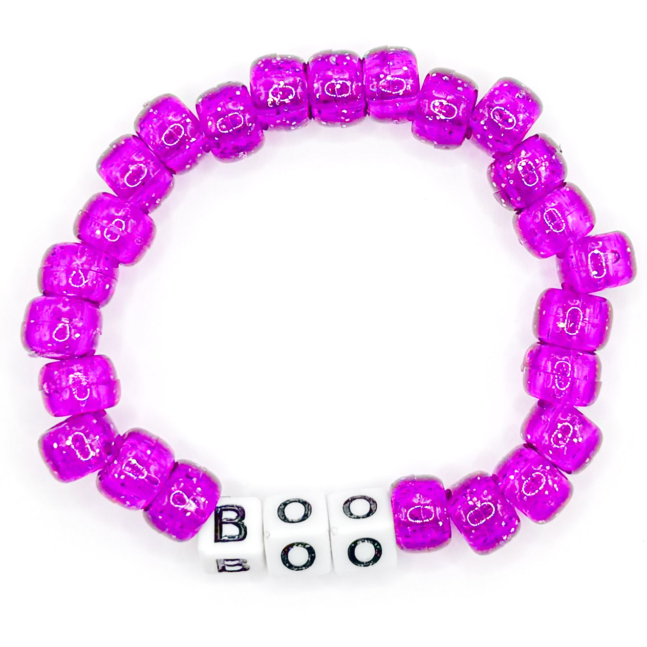 Purple "Boo" Beaded Bracelet