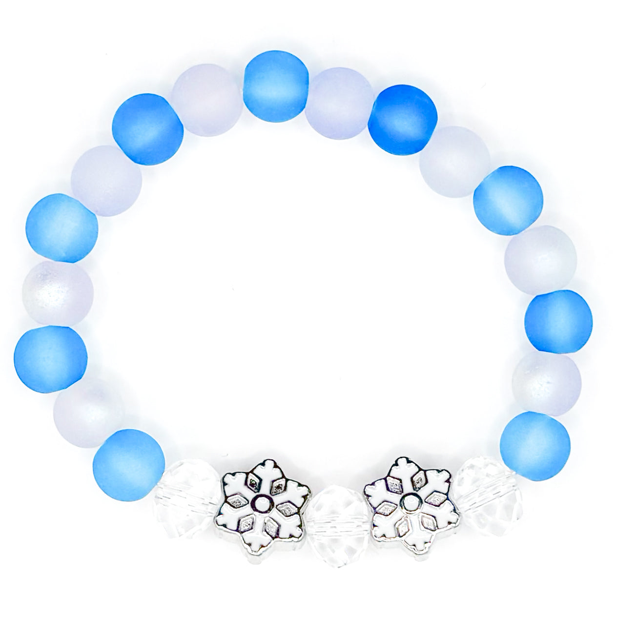 Snowflake Sparkle Glass Beaded Bracelet