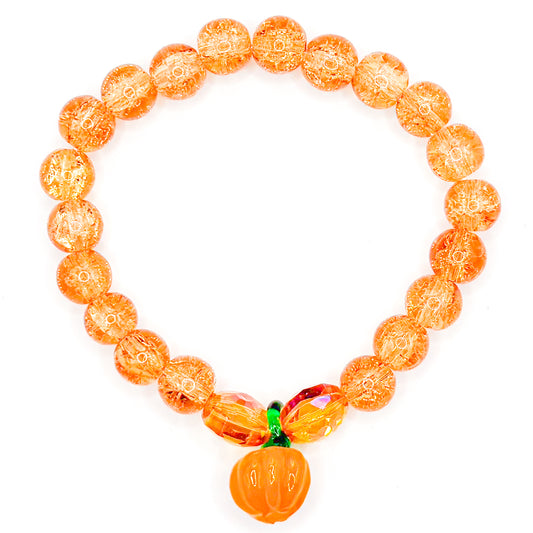 Orange Pumpkin Bubbles Glass Beaded Bracelet