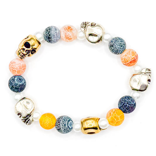 Skulls All Around Glass Beaded Bracelet