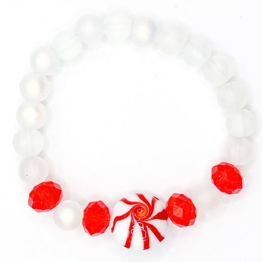 Christmas Mint Glass Beaded Bracelet