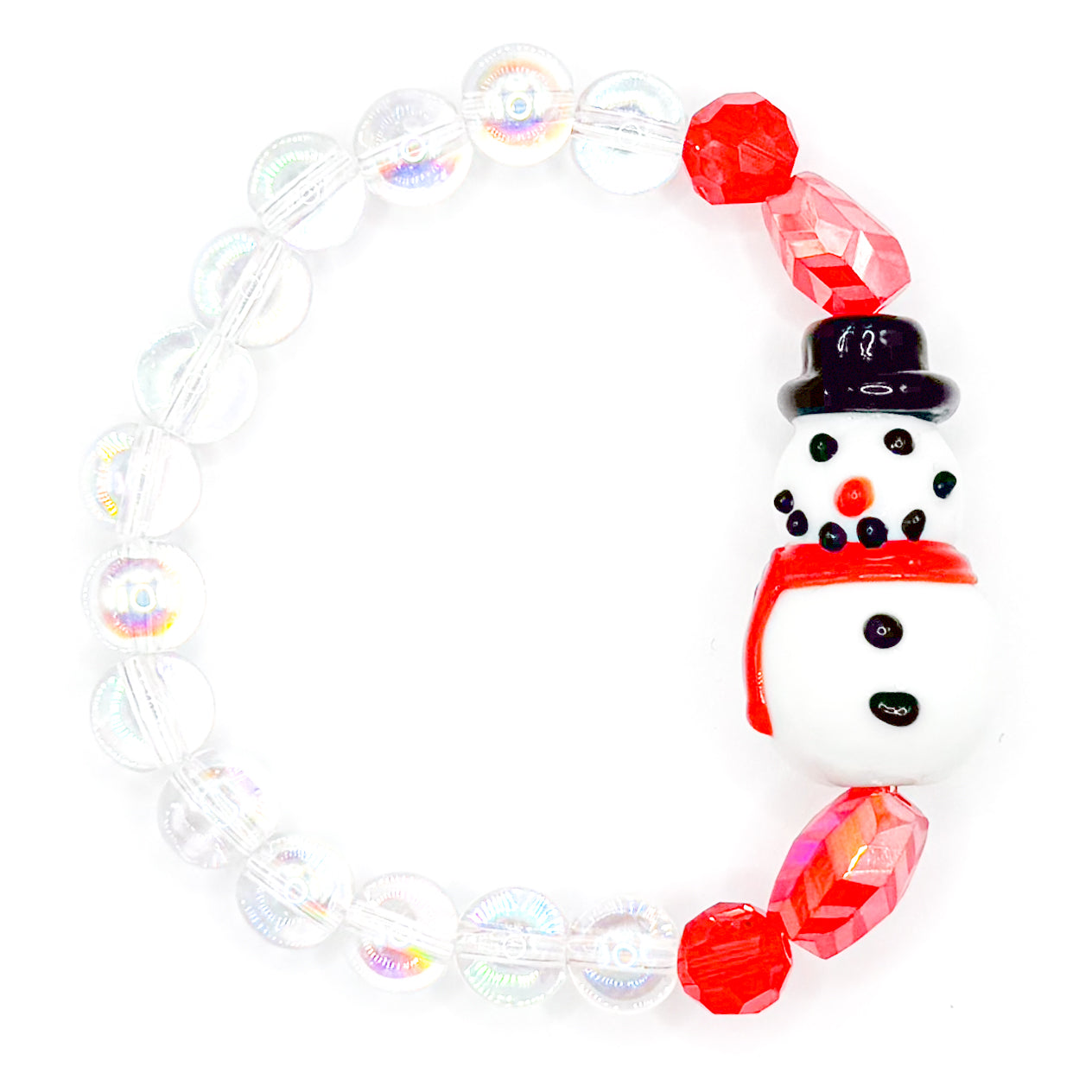 Classy Snowman Glass Beaded Bracelet