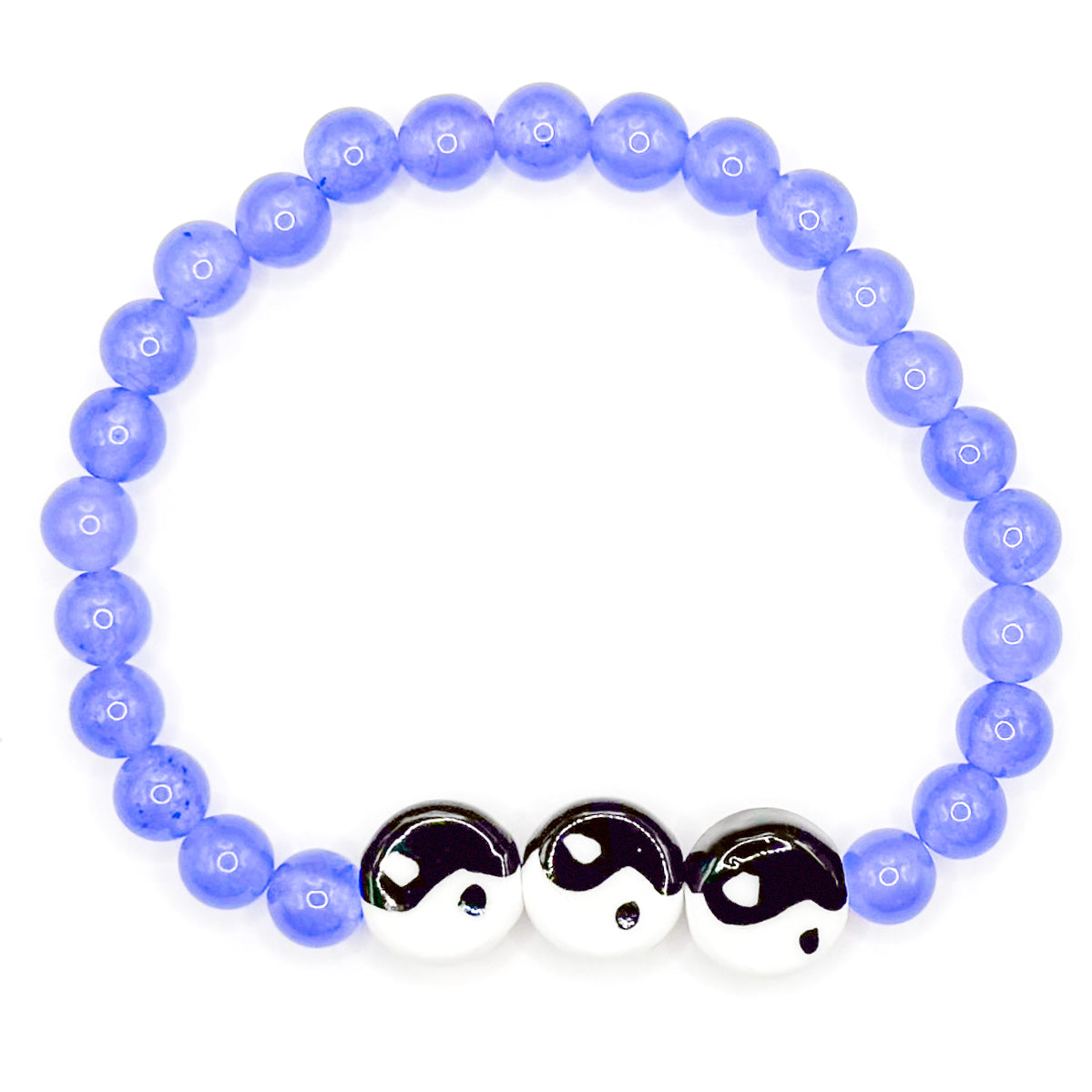 Purple Yin and Yang Glass Beaded Bracelet