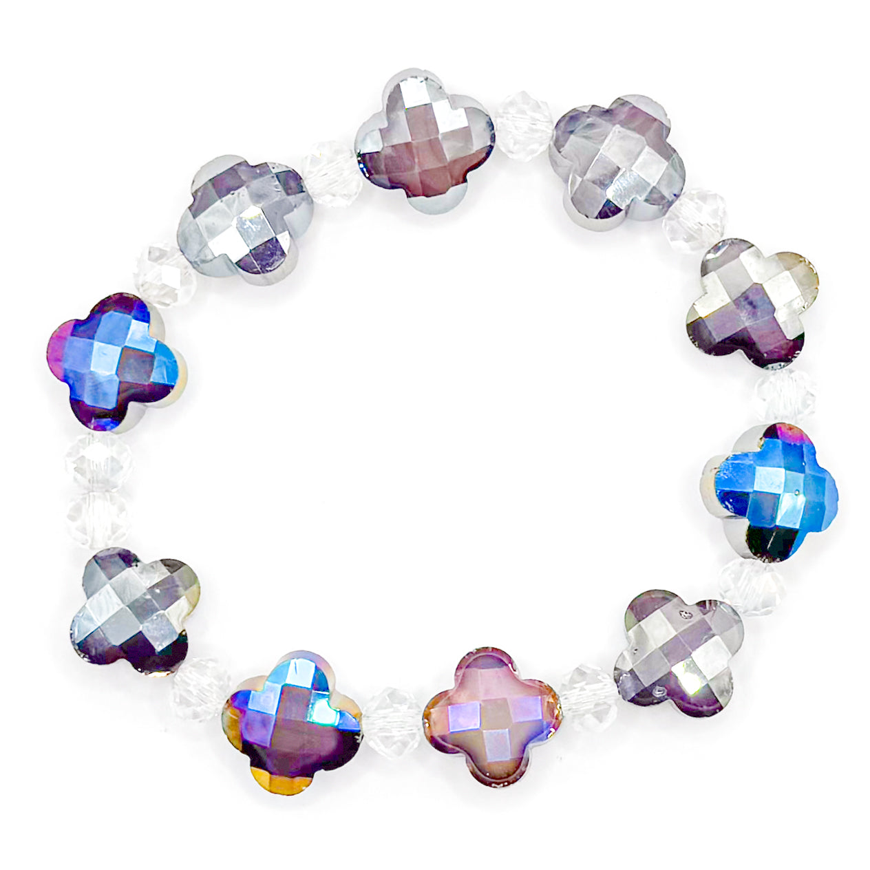 Neutral Preppy Sparkles Glass Beaded Bracelet