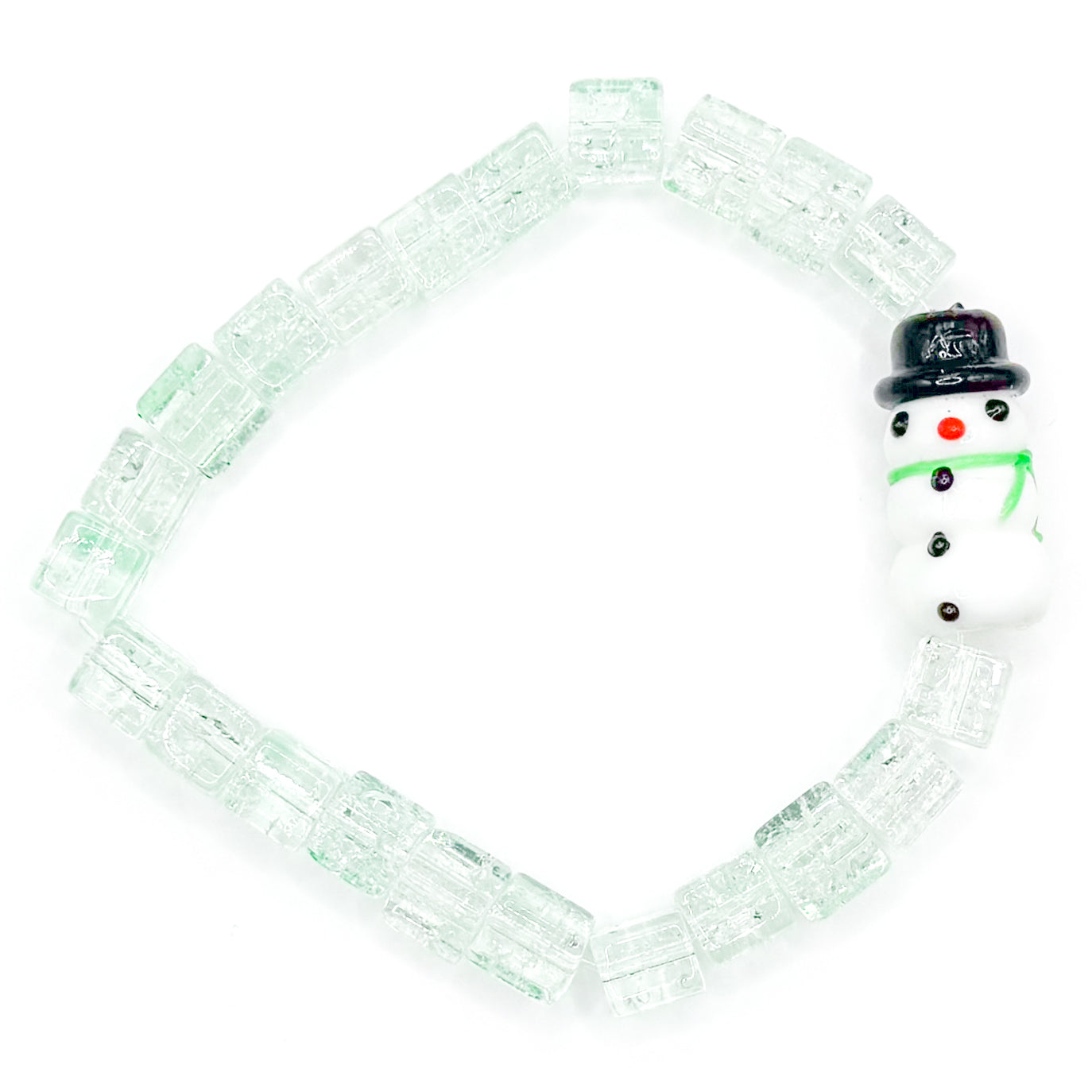 Snowman Cube Glass Beaded Bracelet