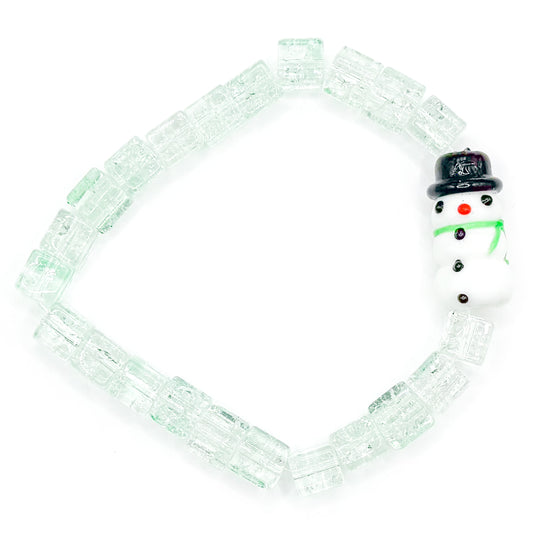 Snowman Cube Glass Beaded Bracelet