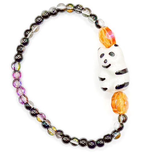 Spooky Panda Glass Beaded Bracelet