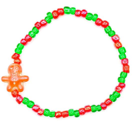 Gingerbread Christmas Seed Beaded Bracelet