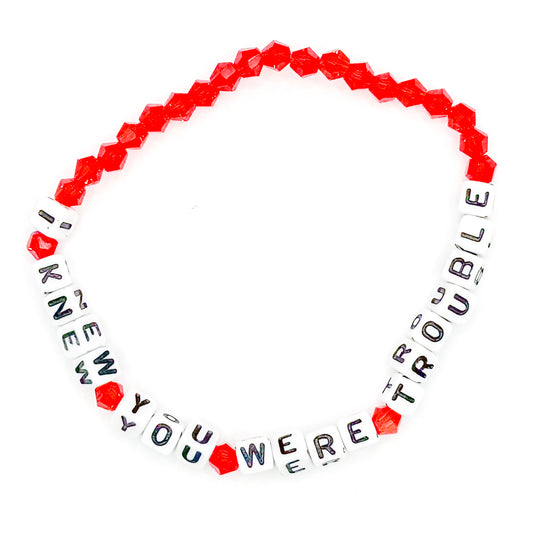 Red "I Knew You Were Trouble" Bead Buddy Bracelet