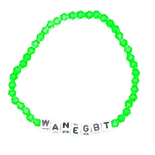 Green "WANEGBT" Bead Buddy Bracelet