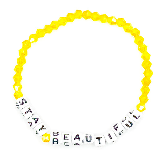 Yellow "Stay Beautiful" Bead Buddy Bracelet